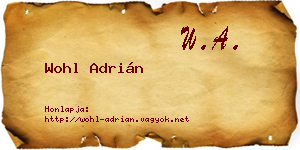 Wohl Adrián névjegykártya